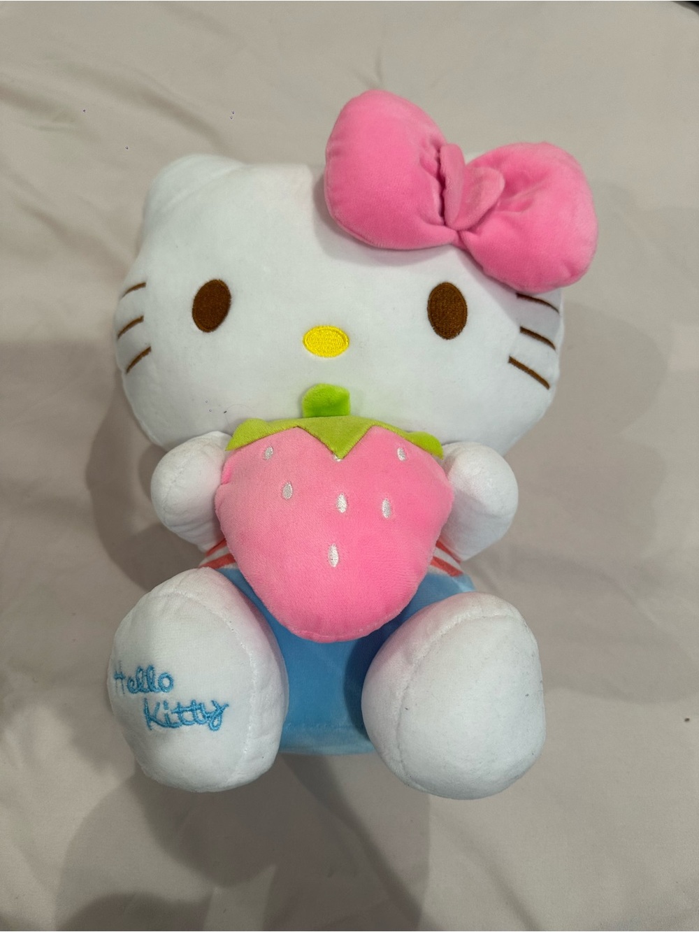 Hello Kitty White Plush with Pink Bow and Strawberry